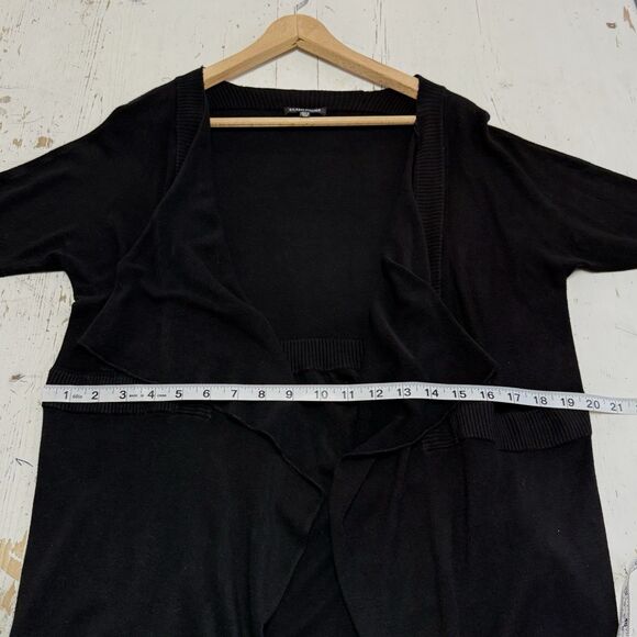 EILEEN FISHER Cardigan Large Black Italian Yarn Open Front Sweater Lagenlook - Picture 9 of 11